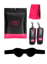 Черно-розовый эротический набор: маска, наручники и повязка - Erokay - купить с доставкой в Тольятти