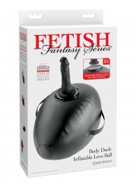 Черный надувной мяч с платформой для фиксации дилдо Body Dock Inflatable Love Ball - Pipedream - купить с доставкой в Тольятти