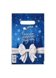 Сине-белый подарочный новогодний пакет с вырубной ручкой (20х30 см) - Сима-Ленд - купить с доставкой в Тольятти
