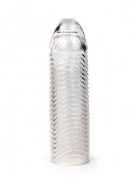 Прозрачная закрытая насадка на пенис с ребрышками - 16 см. - Sex Expert - в Тольятти купить с доставкой