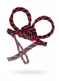 Черно-красные наручники-оковы ’’Узел-омега’’ из хлопковой веревки - Pecado - купить с доставкой в Тольятти
