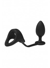 Черное эрекционное кольцо с анальной пробкой Cockstrap With Anal Plug - Dream Toys - в Тольятти купить с доставкой