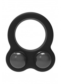 Черное эрекционное кольцо с утяжелителями Cockring Dual Weight - Dream Toys - в Тольятти купить с доставкой