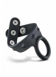 Черное эрекционное кольцо с подхватом мошонки на кнопках VS6 - Blush Novelties - в Тольятти купить с доставкой