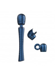 Синий вибромассажёр с насадками Man.wand Edgy - Manwan - в Тольятти купить с доставкой