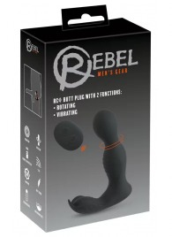 Черная анальная пробка с вибрацией, вращением и пультом ДУ RC Butt Plug with 2 Functions - Orion - в Тольятти купить с доставкой