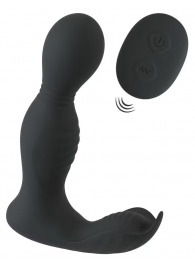 Черная анальная пробка с вибрацией, вращением и пультом ДУ RC Butt Plug with 2 Functions - Orion - в Тольятти купить с доставкой