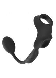 Черное виброкольцо с анальной пробкой Cock Ring with RC Butt Plug - Orion - в Тольятти купить с доставкой