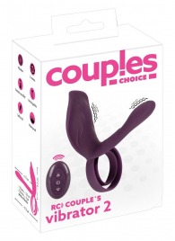 Фиолетовая насадка на член с клиторальным отростком и пультом ДУ RC Couple’s Vibrator 2 - Orion - в Тольятти купить с доставкой