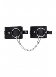 Черные оковы из толстой кожи с люверсами - Pecado - купить с доставкой в Тольятти