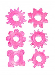Набор из 6 розовых эрекционных колец с различным рельефом - Erowoman-Eroman - в Тольятти купить с доставкой