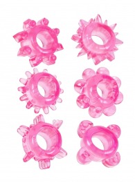 Набор из 6 розовых эрекционных колец с различным рельефом - Erowoman-Eroman - в Тольятти купить с доставкой