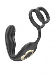 Черная анальная пробка с вращением и эрекционными кольцами - Ibiza - в Тольятти купить с доставкой