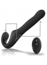 Черный безремневой страпон с вибрацией и возвратно-поступательными движениями - 24 см. - Ibiza - купить с доставкой в Тольятти