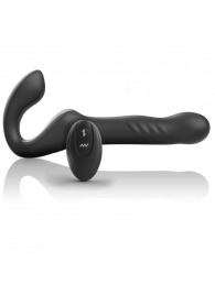 Черный безремневой страпон с вибрацией и возвратно-поступательными движениями - 24 см. - Ibiza - купить с доставкой в Тольятти