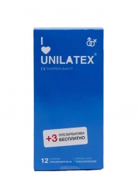 Классические презервативы Unilatex Natural Plain - 12 шт. + 3 шт. в подарок - Unilatex - купить с доставкой в Тольятти