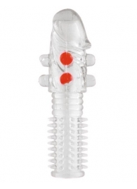 Гелевая прозрачная насадка с шариками и шипами - 14 см. - Toyfa Basic - в Тольятти купить с доставкой