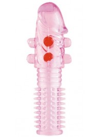 Гелевая розовая насадка с шариками и шипами - 14 см. - ToyFa - в Тольятти купить с доставкой