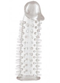 Прозрачная насадка на половой член с закрытой головкой и шипами - 12,5 см. - Toyfa Basic - в Тольятти купить с доставкой