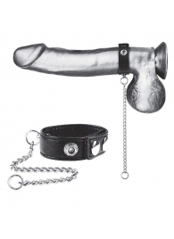 Утяжка на пенис с поводком Snap Cock Ring With 12  Leash - BlueLine - купить с доставкой в Тольятти