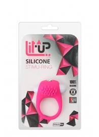 Розовое эрекционное кольцо с щеточкой LIT-UP SILICONE STIMU RING 5 - Dream Toys - в Тольятти купить с доставкой