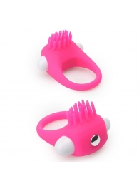 Розовое эрекционное кольцо с щеточкой LIT-UP SILICONE STIMU RING 5 - Dream Toys - в Тольятти купить с доставкой