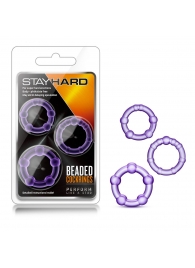 Набор из 3 фиолетовых эрекционных колец Stay Hard Beaded Cockrings - Blush Novelties - в Тольятти купить с доставкой