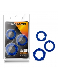 Набор из 3 синих эрекционных колец Stay Hard Beaded Cockrings - Blush Novelties - в Тольятти купить с доставкой