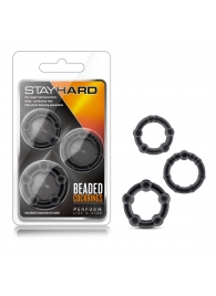 Набор из 3 чёрных эрекционных колец Stay Hard Beaded Cockrings - Blush Novelties - в Тольятти купить с доставкой