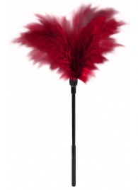 Пластиковая метелочка с красными пёрышками Small Feather Tickler - 32 см. - Blush Novelties - купить с доставкой в Тольятти