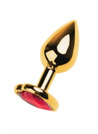 Золотистая анальная пробка с кристаллом-сердцем - 7,5 см. - ToyFa - купить с доставкой в Тольятти