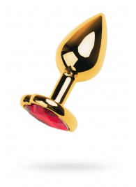 Золотистая анальная пробка с кристаллом-сердцем - 7,5 см. - ToyFa - купить с доставкой в Тольятти