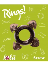 Чёрное эрекционное кольцо Rings Screw - Lola Games - в Тольятти купить с доставкой