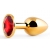 Золотистая анальная пробка с красным стразом - 7,2 см. - Anal Jewelry Plug - купить с доставкой в Тольятти