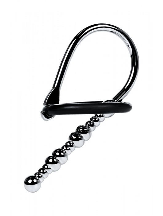 Серебристый уретральный плаг-бусины TOYFA Metal с мягким фиксириющим кольцом - ToyFa - купить с доставкой в Тольятти