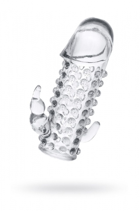 Гелевая прозрачная насадка с 2 отростками - 13 см. - Toyfa Basic - в Тольятти купить с доставкой