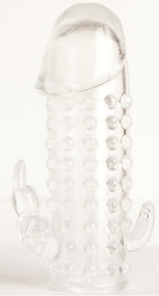 Гелевая прозрачная насадка с 2 отростками - 13 см. - Toyfa Basic - в Тольятти купить с доставкой