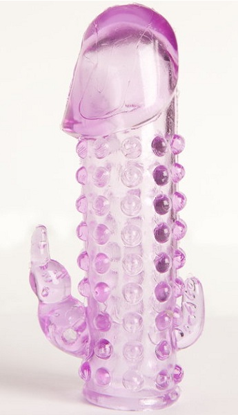 Закрытая фиолетовая насадка с 2 отростками - 13 см. - Toyfa Basic - в Тольятти купить с доставкой