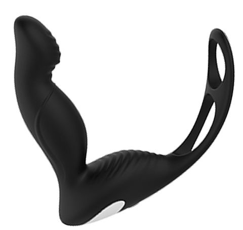 Черный вибромассажер простаты P-PLEASER W ERECTION ENHANCE - Dream Toys - в Тольятти купить с доставкой