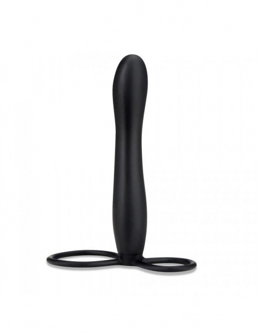 Черная насадка на пенис для двойной стимуляции Mojo BlackJack - 15 см. - Seven Creations - в Тольятти купить с доставкой