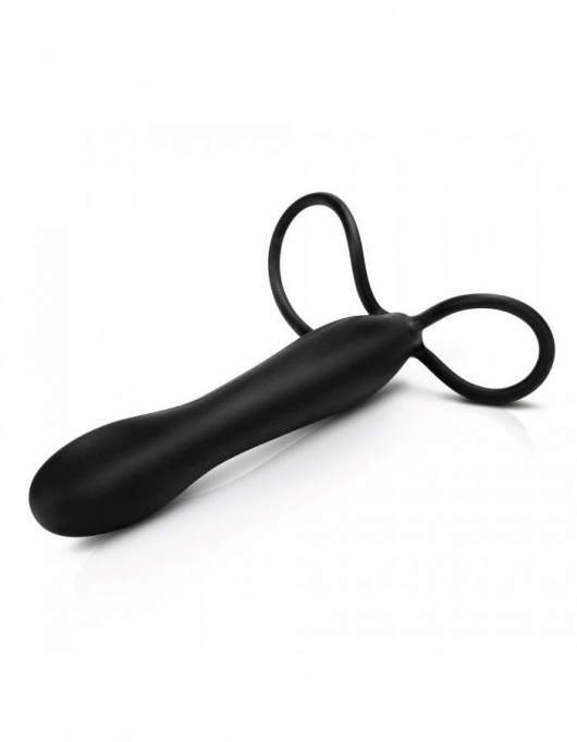 Черная насадка на пенис для двойной стимуляции Mojo BlackJack - 15 см. - Seven Creations - в Тольятти купить с доставкой