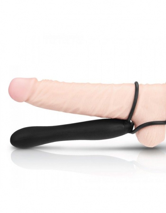 Черная насадка на пенис для двойной стимуляции Mojo BlackJack - 15 см. - Seven Creations - в Тольятти купить с доставкой