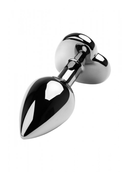 Серебристая коническая анальная пробка с красным кристаллом-сердечком - 7 см. - ToyFa - купить с доставкой в Тольятти