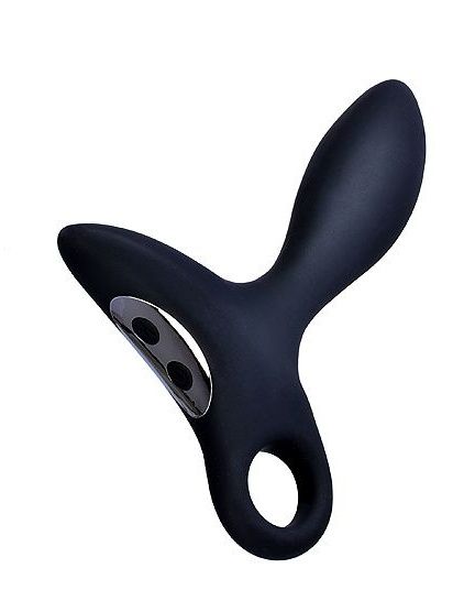 Черный силиконовый анальный вибромассажер Erokey с колечком-ограничителем - Erokay - в Тольятти купить с доставкой