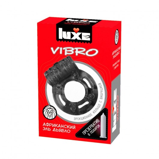 Чёрное эрекционное виброкольцо Luxe VIBRO  Африканский Эль Дьябло  + презерватив - Luxe - в Тольятти купить с доставкой