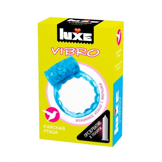 Голубое эрекционное виброкольцо Luxe VIBRO  Райская птица  + презерватив - Luxe - в Тольятти купить с доставкой