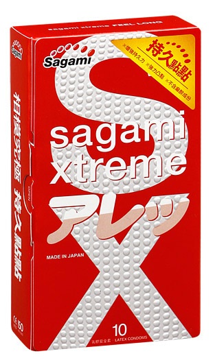 Утолщенные презервативы Sagami Xtreme Feel Long с точками - 10 шт. - Sagami - купить с доставкой в Тольятти