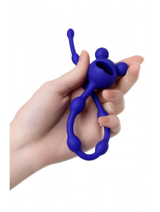 Синяя силиконовая анальная цепочка Froggy - 27,4 см. - ToyFa