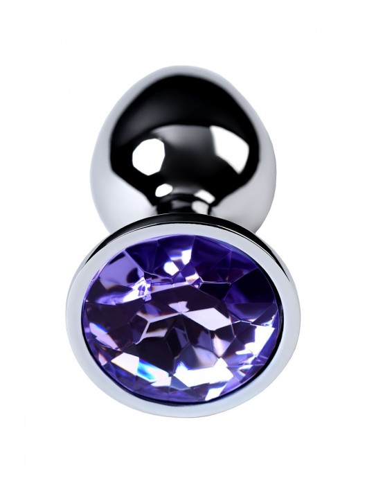 Серебристая конусовидная анальная пробка с фиолетовым кристаллом - 7 см. - ToyFa - купить с доставкой в Тольятти
