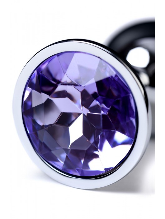 Серебристая конусовидная анальная пробка с фиолетовым кристаллом - 7 см. - ToyFa - купить с доставкой в Тольятти